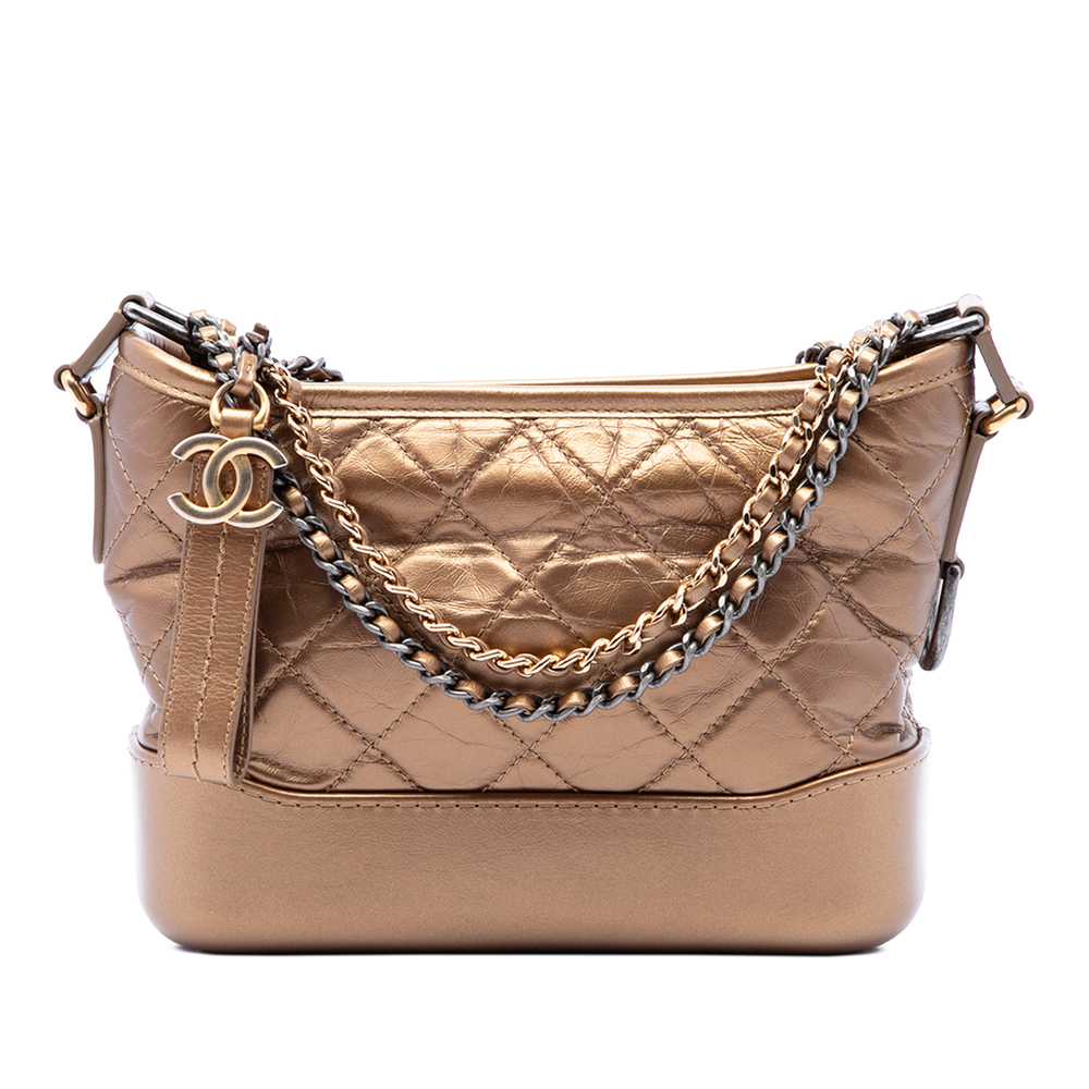 Pre-Loved Chanel Small Quilted Metallic Aged Calfskin Gabrielle Hobo